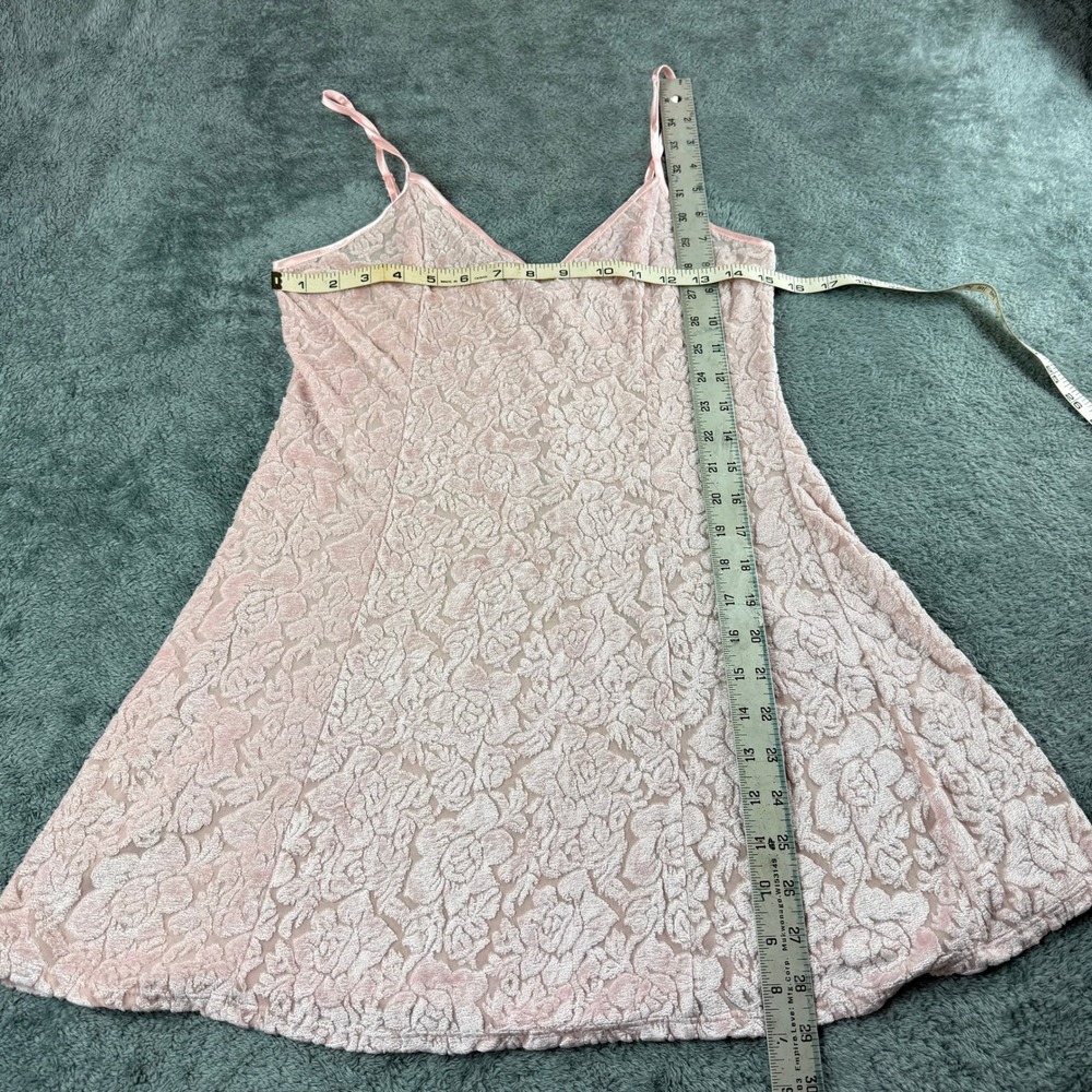 Vintage Victoria's Secret Pink Burnout Velvet Floral Slip Dress Small V-Neck - Picture 2 of 9
